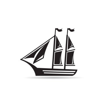 yelkenli gemi simgesi vektörü beyaz arkaplanda