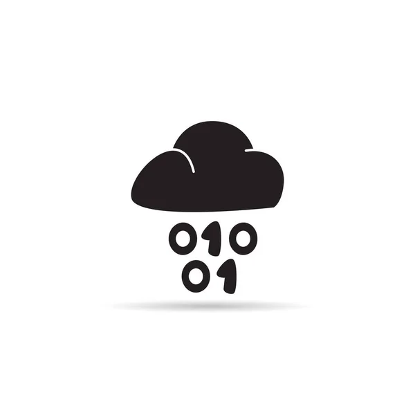 Wolk Binaire Nummer Pictogram Witte Achtergrond Vector — Stockvector