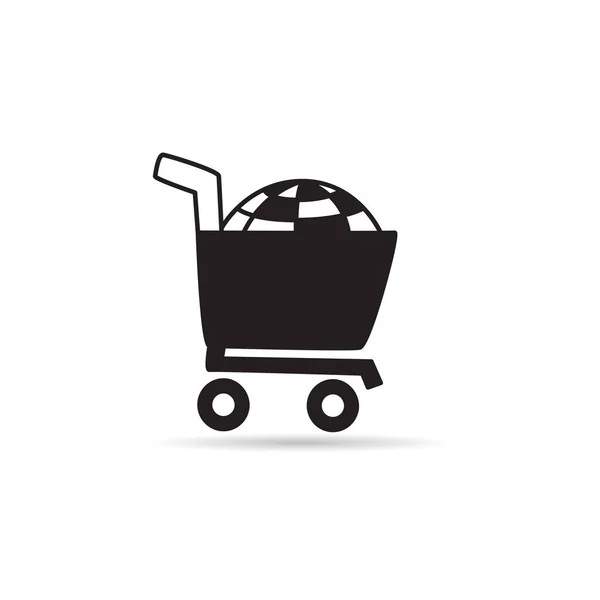 Globe Shopping Cart Icon White Background Vector — Stock Vector
