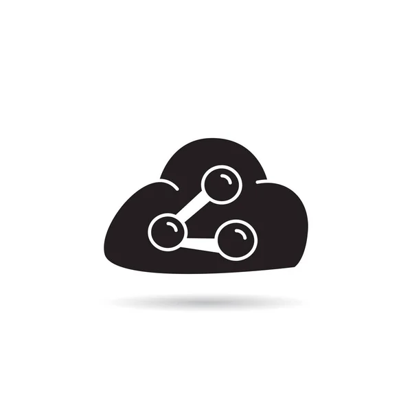 Cloud Sharing Icoon Witte Achtergrond Vector — Stockvector