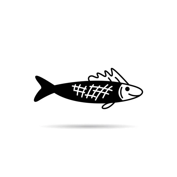 Вектор Значка Рыбы Белом Фоне — стоковый вектор