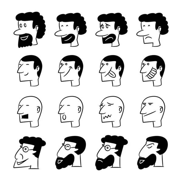 Personnes Avatar Visage Masculin Icônes Portrait Ensemble — Image vectorielle
