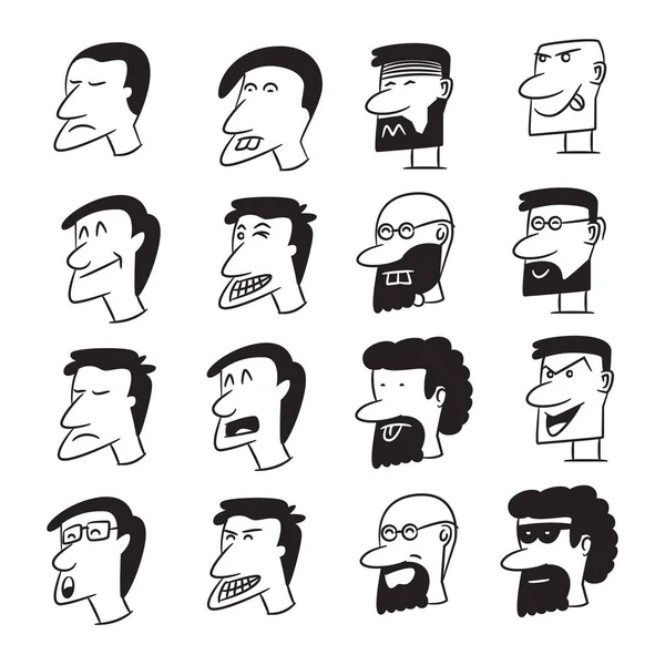 Personnes Face Avatars Comiques Ensemble Vectoriel — Image vectorielle