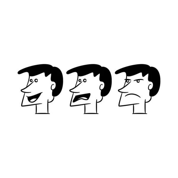 People Face Comic Avatars Vector Set — Stock Vector