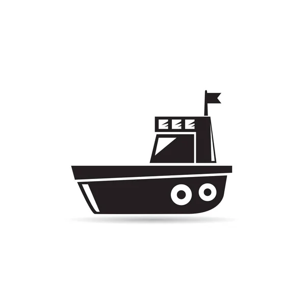Διάνυσμα Εικονίδιο Αλιευτικό Σκάφος Λευκό Φόντο — Διανυσματικό Αρχείο
