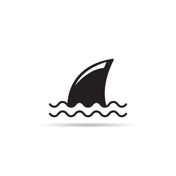 白地にサメのフカヒレのアイコンベクトル — ストックベクタ