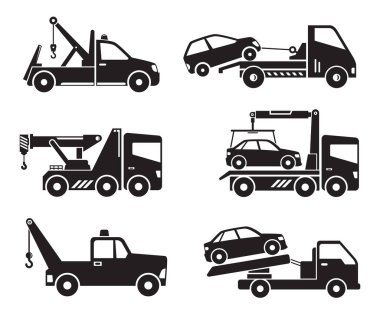 çekici kamyon servis simgeleri vektör illüstrasyonu