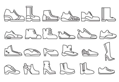 ayakkabılar, başlangıç çizgisi simgeleri vektör illüstrasyonunu ayarlayın