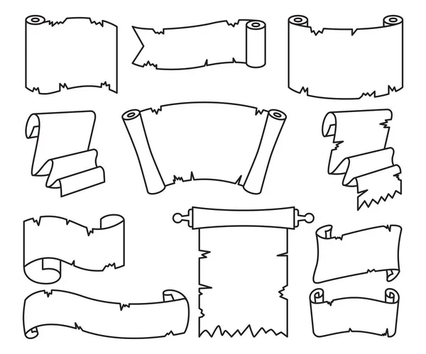 Порожній Стародавній Паперовий Набір Ліній Прокрутки Векторний Набір — стоковий вектор