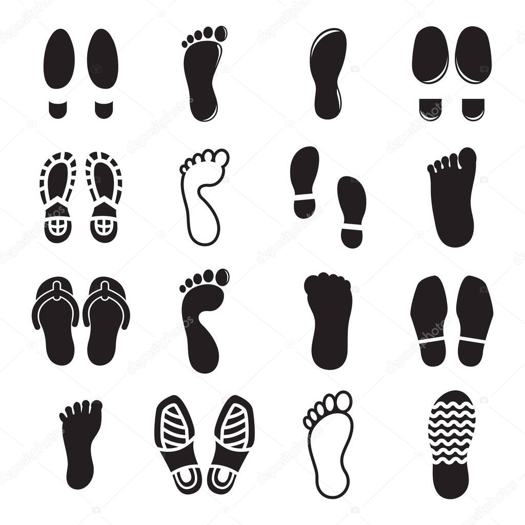 foot step icons set vector illustration