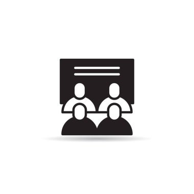 Beyaz arkaplanda eğitim ve konferans odası simgesi