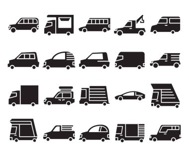 araba ve araç simgeleri vektör illüstrasyonunu ayarla