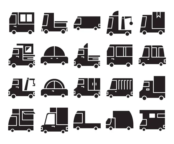 Auto Voertuig Pictogrammen Set Vector Illustratie — Stockvector