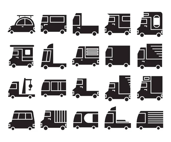 Car Vehicle Icons Set Vector Illustration — Stock Vector