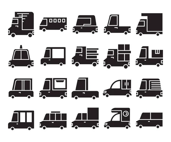 Auto Voertuig Pictogrammen Set Vector Illustratie — Stockvector