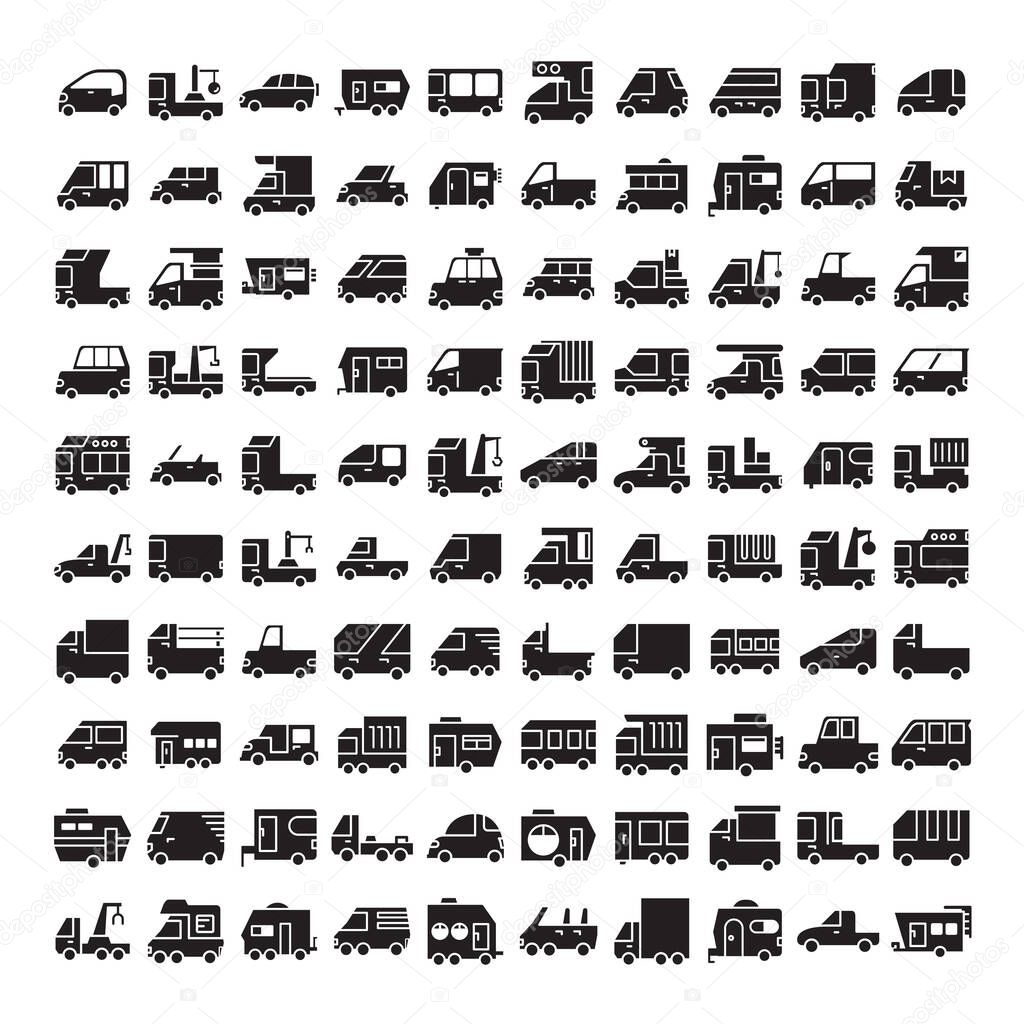car, vehicle, transportation icons set