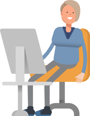 Masaüstünde Çalışan Kadın Karakteri