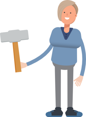 Kadın Karakteri Çekiç Tutma Aracı