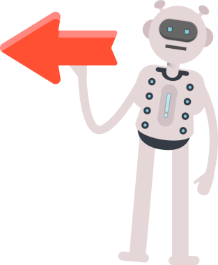 Robot Karakteri ve Ok İmzası