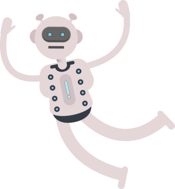 Robot Karakteri Rahatlıyor ve Zıplıyor