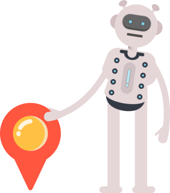 Robot Karakteri ve Konum İğnesi