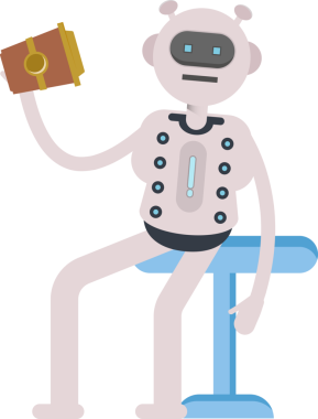 Robot Karakteri Kahve İçiyor