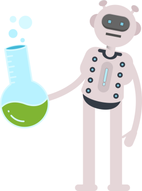Robot Karakter Tutucu Laboratuar Şişesi