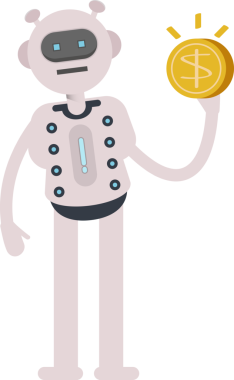 Robot Karakteri Doları Tutuyor