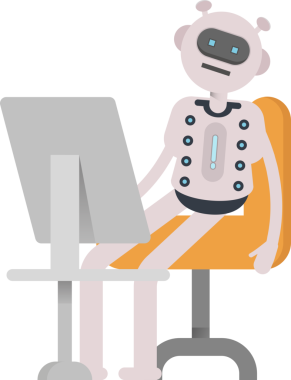 Masaüstünde Çalışan Robot Karakteri