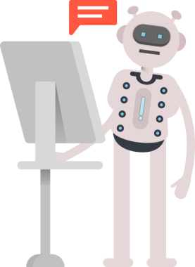 Bilgisayar üzerinde çalışan Robot Karakteri