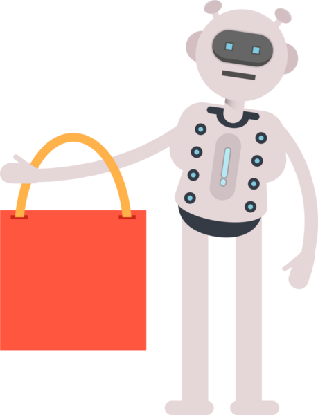 Robot Karakteri Alışveriş Torbası