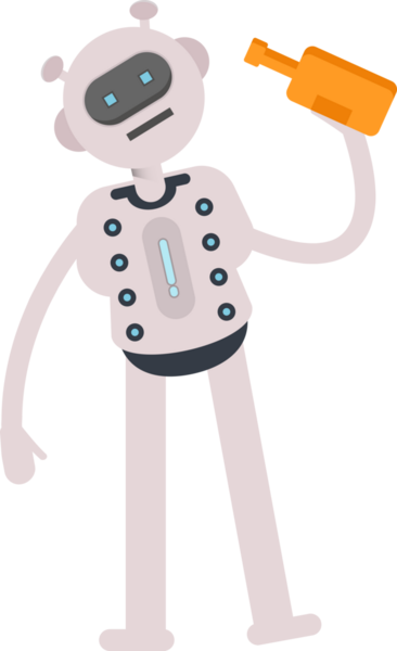 Robot Karakteri Bira İçiyor