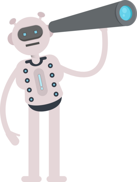 Dürbün kullanan Robot Karakteri