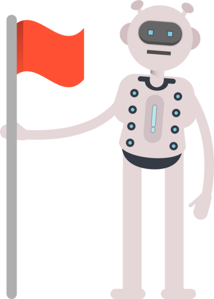 Robot Karakteri Bayrak Tutuyor