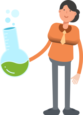 İş kadını Karakteri Tutucu Laboratuar Şişesi