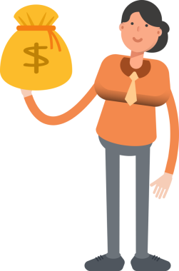 İş kadını Karakteri Dolar Çuvalı Tutuyor