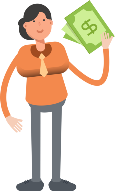 İş Kadını Karakteri Dolarlık Banknotlar Tutuyor