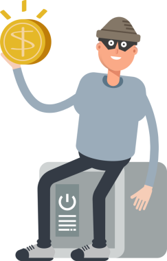 Hırsız Karakteri Güvenli ve Doların Üzerinde Oturuyor