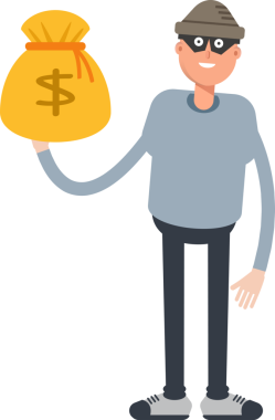 Hırsız Karakteri Dolar Çuvalı Tutuyor