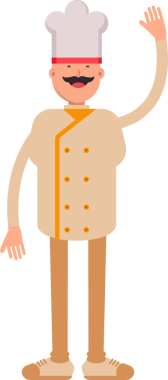 Baker Karakteri Yükselen El İllüstrasyonu