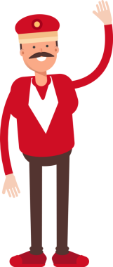 Tren Operatörü Karakteri Yükselen El İllüstrasyonu