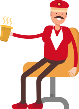 Tren Operatörü Karakteri Kahve İçiyor