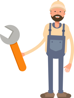 İşçi Karakteri Anahtarı Aracı Kullanıyor