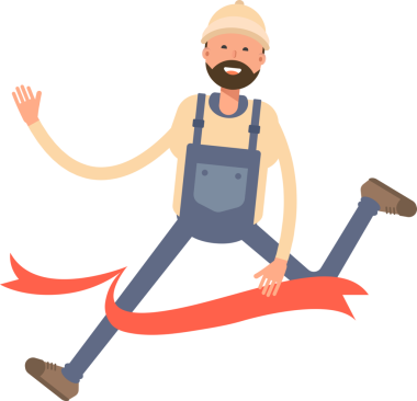 Bitiş çizgisinde çalışan İşçi Karakteri