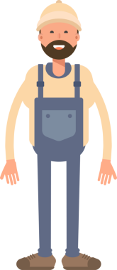 İşçi Karakteri Ayakta Çizim