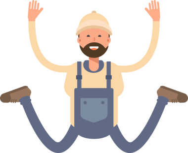 İşçi Karakteri Sıçrayan Çizim