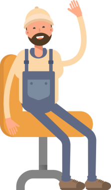 İşçi Karakteri Sandalyede Oturuyor