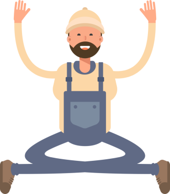 İşçi Karakteri Oturan Çizim