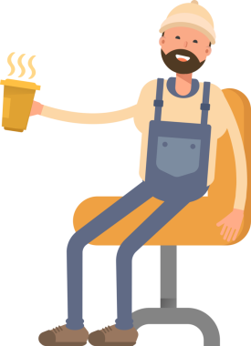 İşçi Karakteri Kahve İçiyor