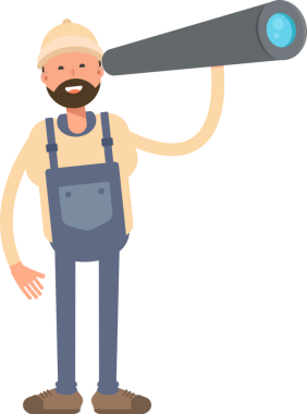 Dürbün kullanan İşçi Karakteri